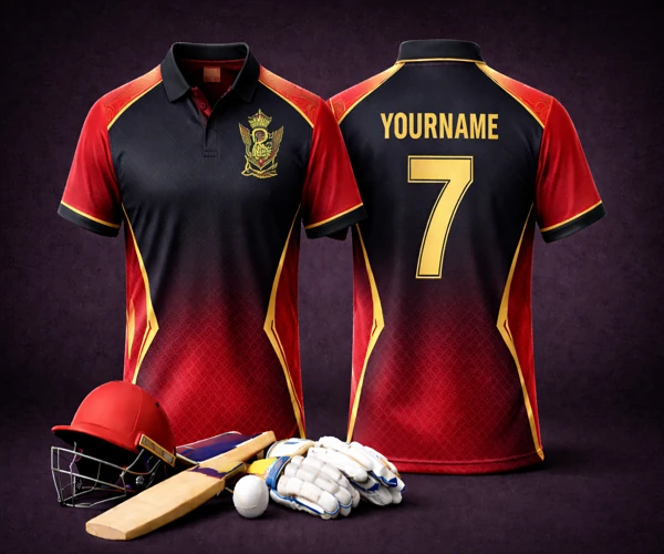 Bangalore Cricket Jersey — Red & Black, Sublimation Printing, Arunam Digital Prints Tirupur